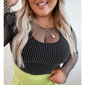 Fig & Ivy Collective Black Mesh Top